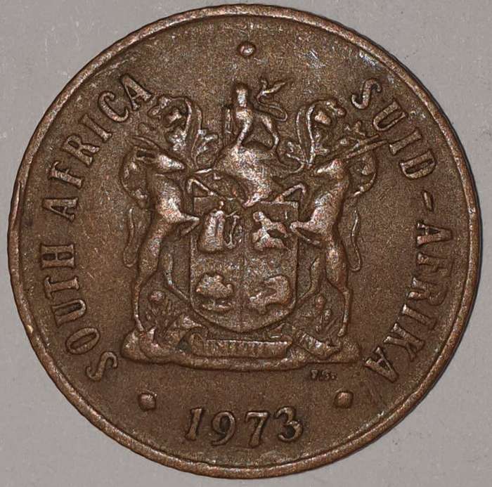 1973 - 2 CENT COIN (TWO CENT COIN) - RSA - BRONZE - KM#83 - BILINGUAL LEGEND - WILDEBEEST